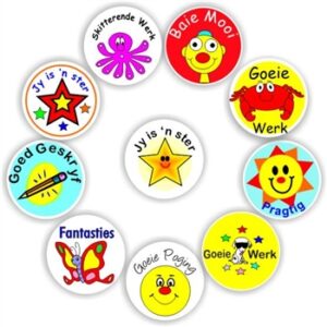 140 Afrikaans Stickers | Star, Smiley face, Butterfly : Baie mooi