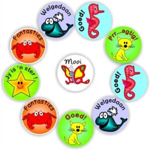 140 Afrikaans Stickers | Crab, Star, Cat, Whale -Goed