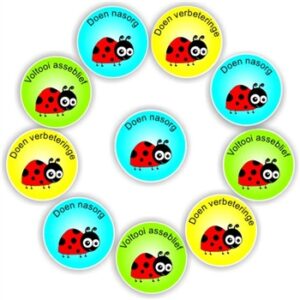 140 Afrikaans Stickers | Ladybugs : Corrective-Doen nasorg