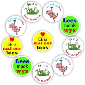 140 Afrikaans Stickers | Reading-Dinosaurs & Bookworms. Lees maak wys