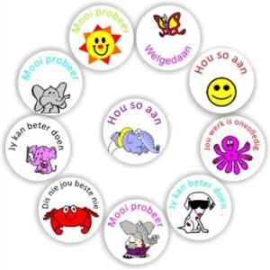 140 Afrikaans Stickers | Elephants-Smiley : Grading -Jy kan beter doen