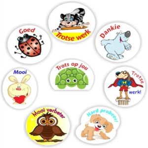 88 Afrikaans Stickers | Ladybug, Owl, Puppy, Bunny-Dankie