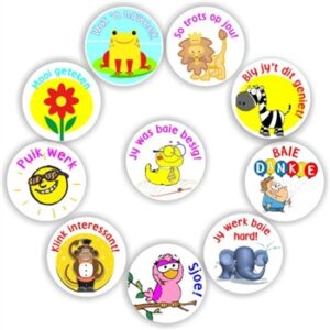 140 Afrikaans rtickers-Frog, Zebra, Monkey-Wat ‘n naweek, Trots op jou