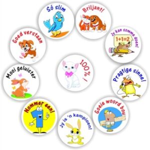 140 Afrikaans Stickers | Cat,s Birds, Puppy, Bunny : Good behaviour, Briljant
