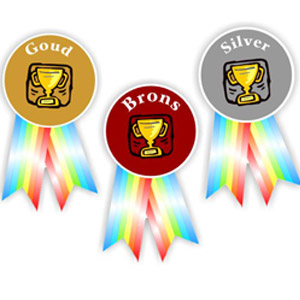 35 Afrikaans Sticker | Awards-Rosette -Trophy-Goud, silver, brons