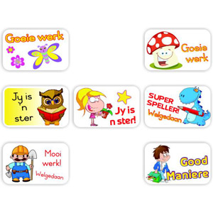 Afrikaans Teacher Stickers A0064 – Goeie werk, Jy is 'n ster, Mooi werk