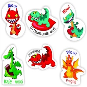 90 Afrikaans Shaped Stickers | Dragons : Uitmuntende werk