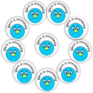 140 Afrikaans Stickers | Corrective : Blue Sad Face-Werk is onvolledig