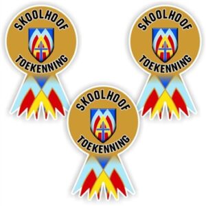 48 Afrikaans Award Sickers | Rosette Ribbon -Skookhoof Toekenning