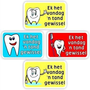 65 Afrikaans Stickers : Smiling Tooth : Ek het ‘n tand gewissel