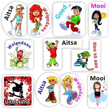 Afrikaans Teacher Stickers A0098 – Aitsa, Welgedaan, Goed