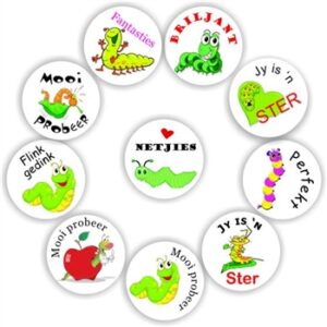 140 Afrikaans Stickers | Caterpillars & Worms -Mooi probeer