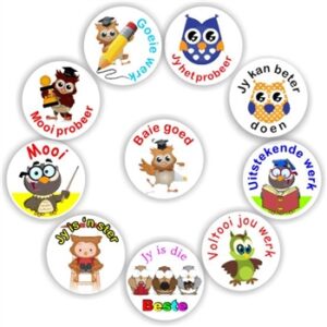140 Afrikaans Stickers | Owls: Goeie werk, Jy het probeer