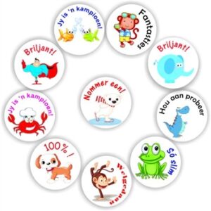 140 Afrikaans Stickers | Fish, Frogs, Monkeys & Super heros: Jy is ‘n kampioen!