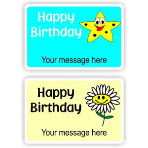 32 Happy Birthday stickers | Happy star & flower