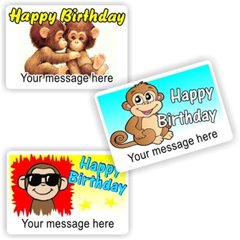 Birthday Stickers B0055 – 32 Birthday stickers, Monkeys