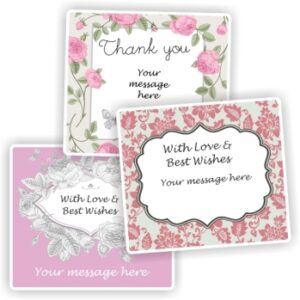 15 Thank you stickers Personalised with your name | Pastel Pinks & Flowers