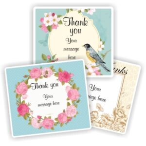 15 Thank you stickers Personalised with your name | Flowers & birds