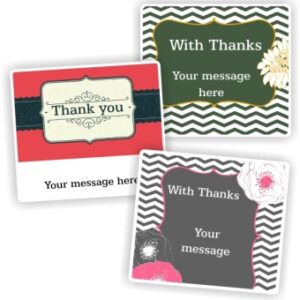 15 With Thanks, Stickers Personalised with your name | Stripes, Patterned, Floral