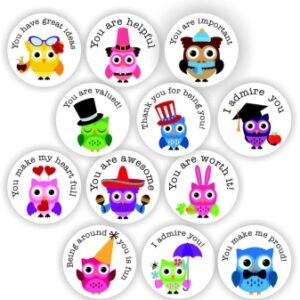 54 Large Stickers | Owls -You are helpful, You make my heart full. Stick onto your kid’s lunch or kids work