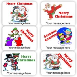 15 Christmas labels Personalised with your name | Santas, snowmen & Christmas scenes