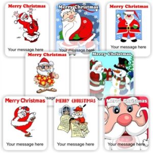 Christmas labels Personalised with your name | Hawaiian Santa, a snowman
