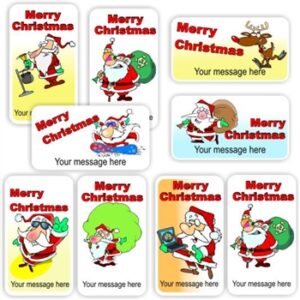 19 Christmas labels Personalised with your name | Santa pictures- various settings