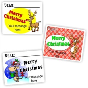 15 Merry Christmas labels Personalised with your name | Reindeers