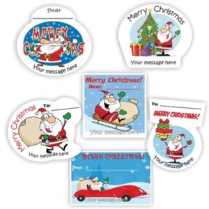 Christmas Message Stickers | Santa Sledging, Driving & Delivering : Dear… Merry Christmas!