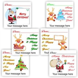 Christmas Message Stickers | Santa, Reindeer & Christmas Tree : Dear… Merry Christmas & Happy New Year!
