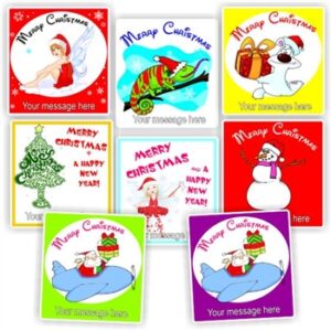 Christmas Message Stickers | Fairy, Chameleon, Polar Bear, Snowman : Merry Christmas & A Happy New Year!