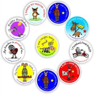 48 Large Teachers Reward stickers | Donkeys-riding bikes,partying