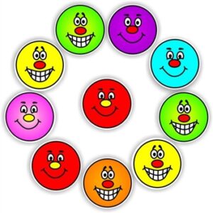 Smiley Face Stickers | Grinning & Smiling Faces in Rainbow Colours