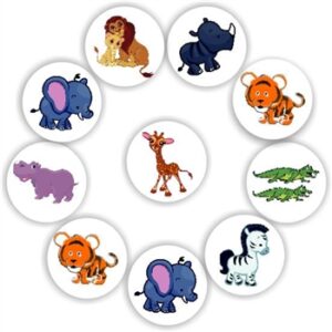 408 Mini Jungle Animal Stickers | Lion, Rhino, Elephant, Tiger, Giraffe, Hippo, Crocodile & Zebra