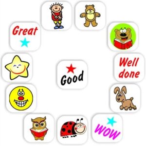 408 Mini Reward Stickers | Smiley Star, Teddy, Reading Owl, Ladybird, Puppy : Good, Great, Well done, WOW