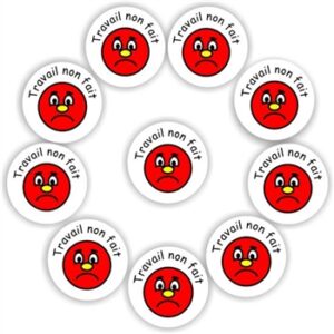 130 French stickers |Sad face : Travail non fait