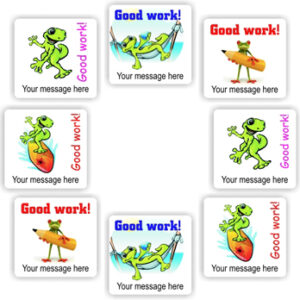 140 Personalised Stickers | Geckos Leaping, Lounging & Surfing : Good work!