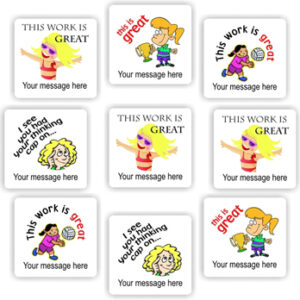 Personalised Girls Stickers | Trophy, Netball & Thinking Cap : This Work Is Great