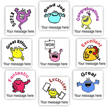 Personalised Teacher Stickers N0015 – 140 Personalised Stickers-Monsters