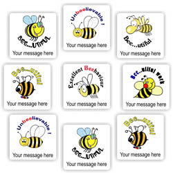 Personalised Bee Stickers | Cheerful Cartoon Bees : Bee-utiful, Unbeelievable! Excellent Beehaviour