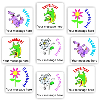 Personalised Teacher Stickers N0024 – 140 Personalised Stickers- Flower