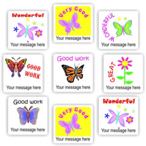 Personalised Butterfly Stickers | Butterflies & Flowers : Wonderful, Very Good, Good Work