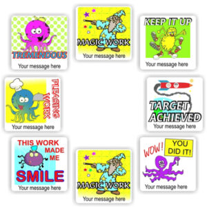 70 Personalised Stickers | Octopuses, Wizard & Rocket : Wow! You did it!