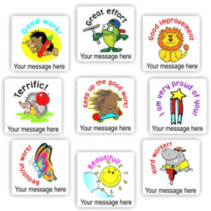 140 Personalised Stickers | Hedgehog, Lion, Butterfly & Hippo : Good work!
