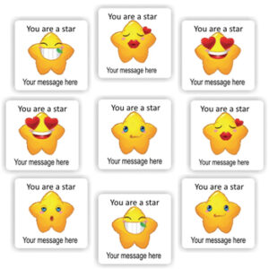 110 Personalised Stickers | Golden Star Emoji Faces : You are a star