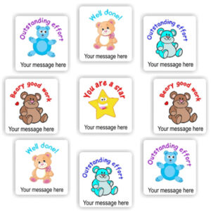 110 Personalised Stickers | Teddy Bears & Stars : Beary good work, Outstanding effort