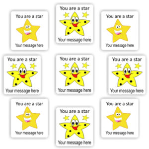 110 Personalised Stickers | Smiling Yellow Stars : You are a star