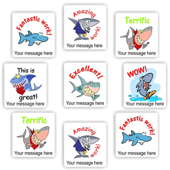 Personalised Teacher Stickers N0069 – 140 Personalised Stickers-Sharks