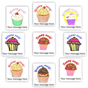 140 Personalised Stickers | Cupcakes : Yummy work! Delicious work! Scrumptious work!