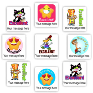 120 Personalised Stickers | Cat, Duck, Star & Smileys : Excellent!